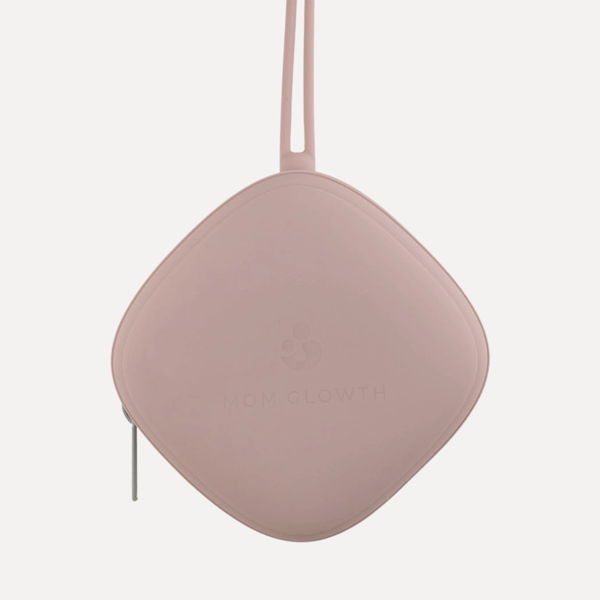 Siliconen fopspeenhouder van Mom Glowth in lila met rits en bevestigingslus – BPA-vrij, food-grade siliconen, compact en hygiënisch