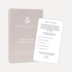 Postpartum gesprekskaarten van Mom Glowth – bewaarbox met magneetsluiting en inleidingskaart met 5 thema's voor het vierde trimester