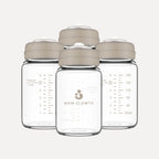 Set van 4 glazen moedermelk bewaarflesjes van borosilicaatglas met lekvrije schroefdop – 180ml, BPA-vrij, Mom Glowth