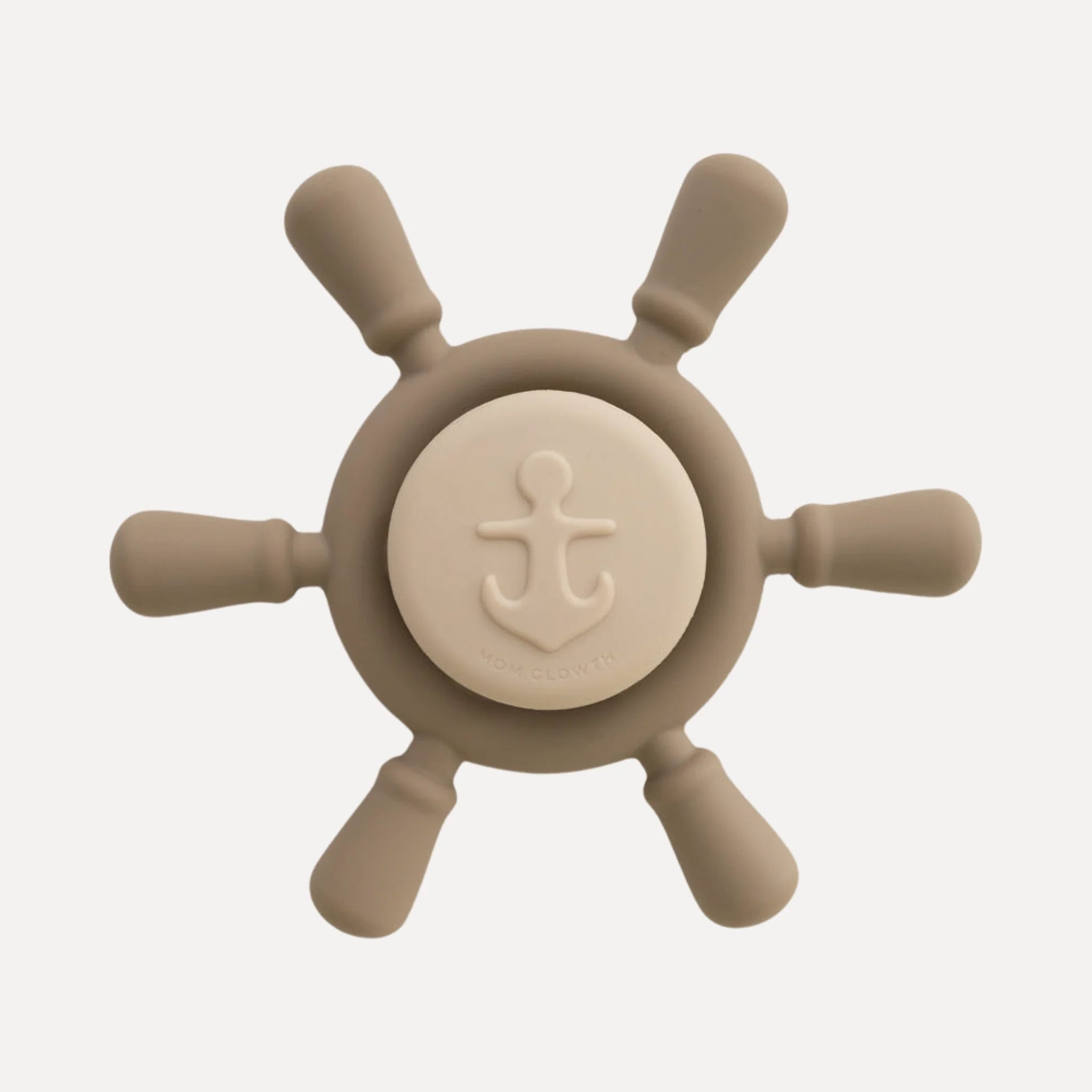 Little Captain's Spinner van Mom Glowth in warm taupe met zuignap – sensorisch speelgoed van food-grade siliconen, BPA-vrij, vanaf 6 maanden