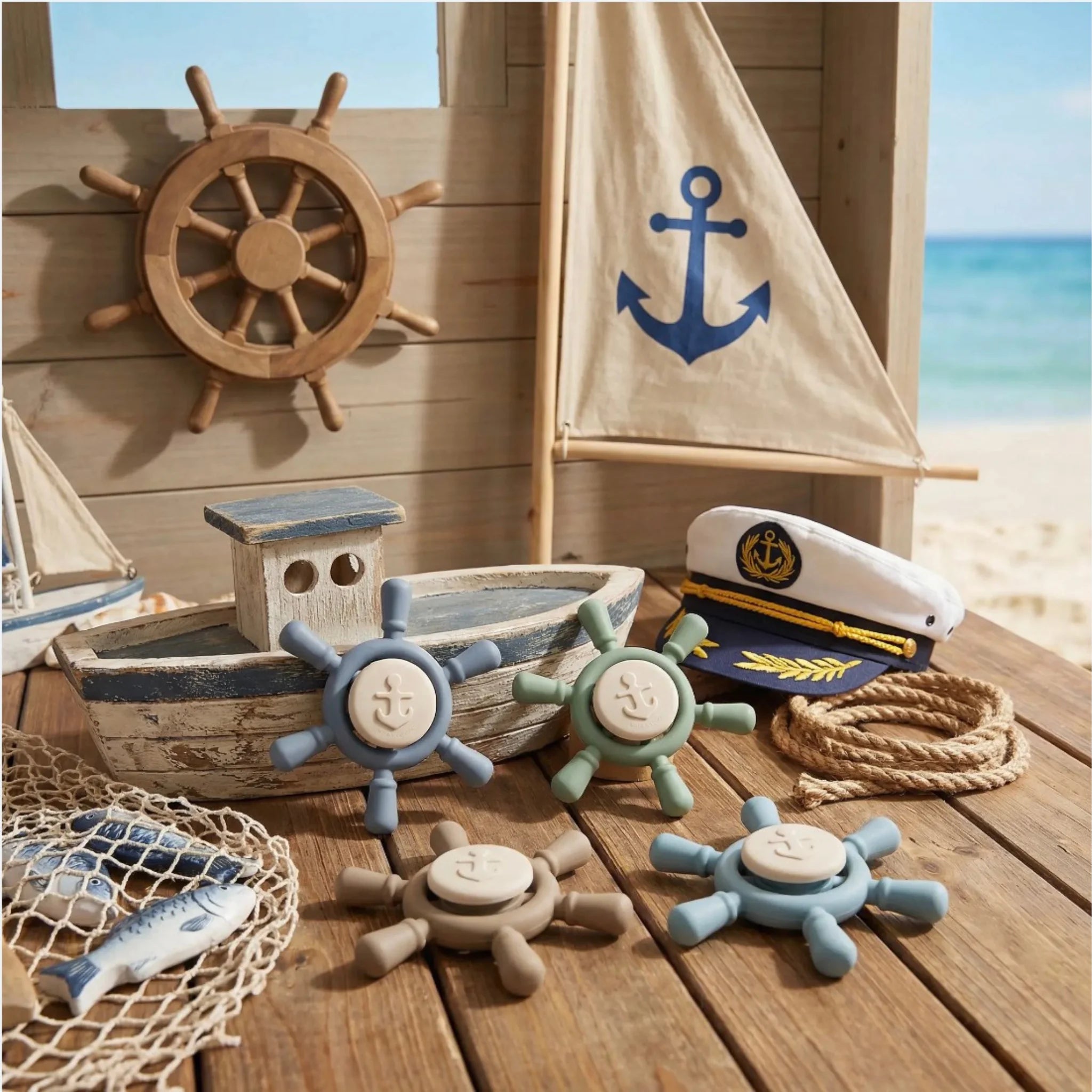 Little Captain's Spinner in 4 kleuren – siliconen stuurwiel zuignap speelgoed voor baby | Mom Glowth